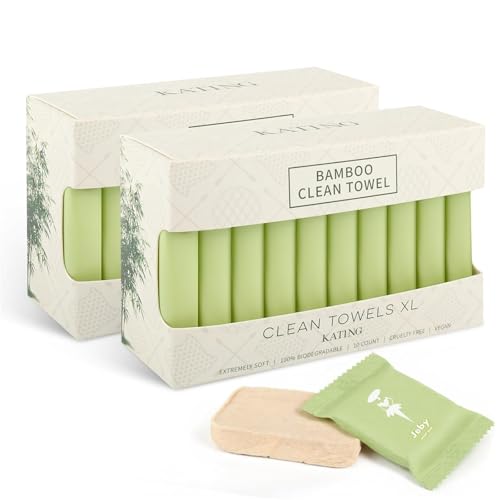 Compressed Bamboo Towels, 20-Pack, Unbleached Natural Color, Just Add Water to Expand, Softer &...