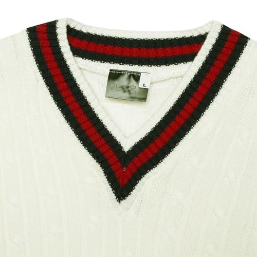 VEARZ® Adults Mens Sleeveless V Neck Cricket Jumper, Plain Cable Knitted Unisex Classic Business Office Casual Tank Top, Sports Sweater Tops Plus Size UK S-2XL - Image 3