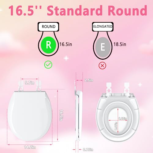 Image of Aunsffer Toddler Toilet Seat with Potty Training Seat Round 16.5inch, 2 in 1 Toilet Seat for Family Built-in Baby Seat Removable, Soft Close + Easy Clean, PP Safe Material, Pink
