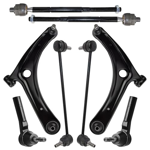 Rockplanet Suspension Front Control Arm Kit Compatible with 2007-2012 Dodge Caliber, 2007-2017 Jeep Compass, Jeep Patriot, Sway Bar Link Front, Outer & Inner Tie Rod Ends, Front Lower Control Arm