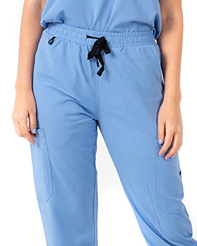 Image of Mim Jogger Scrub Pants for Women, Skinny Leg Joggers, Burgundy, Black, Navy Blue, Green