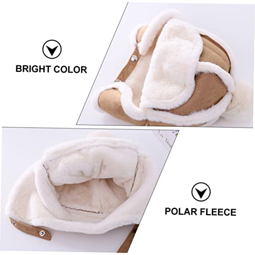 BESTYASH Plush Winter Hat for Boys and Girls Warm Ear Flap Beanie for Boys and Girls Soft Fleece Children's Winter Cap for Cold Weather and Outdoor Activities Khaki2