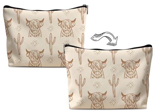 Image of Western Makeup Bag,Western Gifts For Women,Cow Makeup Bag,Cowgirl Stuff,Western Stuff For Women,Western Gifts,Cowgirl Gifts(Leather COW Q)