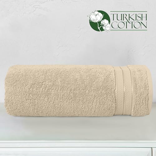 Image of Elegant Comfort Three Line Popcorn Towel Set for Bathroom 35 x 70 inches, Premium Hotel Quality 1-Pack Jumbo Towels, 100% Turkish Cotton, Soft and Durable, Quick Dry and Highly Absorbent, Ivory