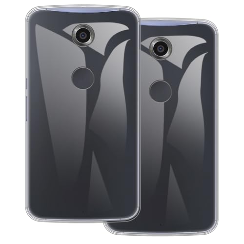 UOGNADGD 2-Pack TPU Case Compatible with Google Nexus 6 Phone Cover - Shockproof Flexible Protective Accessories with Precise Cutouts (Clear)