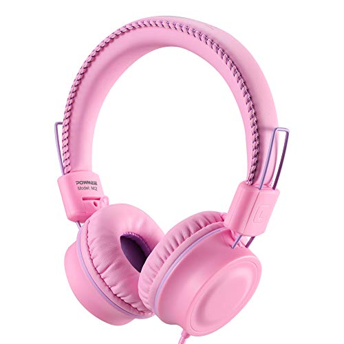 POWMEE M2 Kids Headphones Wired Headphone for Kids,Foldable Adjustable Stereo Tangle-Free,3.5MM Jack Wire