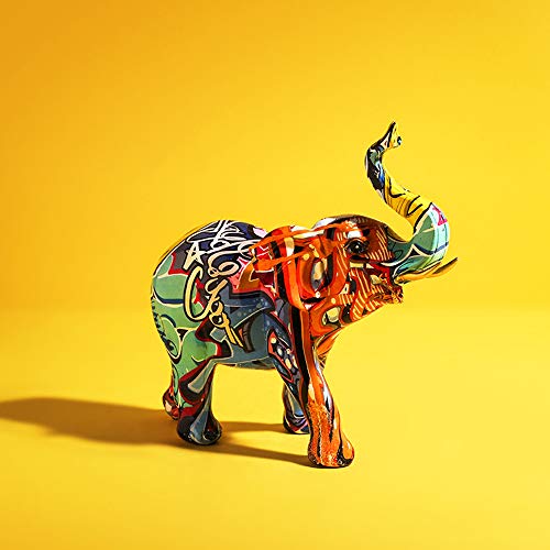 Funsxbug Colorful Art Elephant Statue Sculpture Collectible Figurine Gift Idea Home Desktop Decoration #TOP1