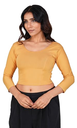 Image of Fressia Fabrics Women's Cotton Readymade Saree Blouse Stretchable Crop Top Choli Bustier Top