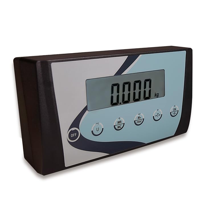 MBH – Balanza industrial de plataforma inox 500 x 400 mm con columna y pantalla LCD para hostelería. Báscula profesional capacidad 150 kg/resolución 20 g para industria y comercio.