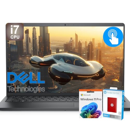 Image of Dell Inspiron 3530 Touchscreen Laptop, 15.6 inch FHD Display, Intel Core i7-1355U, 16GB DDR4, 1.5TB SSD (1TB SSD withHP 512GB P500 Portable SSD), Intel Iris Xe Graphics, Wi-Fi 6, Type-C, Win 11 Pro