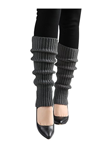 Image of uxcell Women's Knitted Design Solid Warm Thick Knee High Length Ribbed Leg Warmers