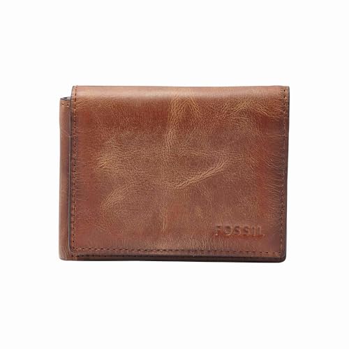 Portemonnaie bifold homme Fossil Derrick en cuir marron petit format