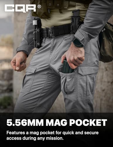 Image of CQR Men's Flex Ripstop Tactical Pants, Water Resistant Stretch Cargo Pants, Lightweight EDC Hiking Work Pants