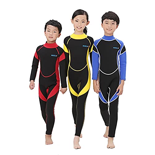 PAPAPI Fato de mergulho infantil para meninas meninos com zíper de manga comprida maiô de mergulho d