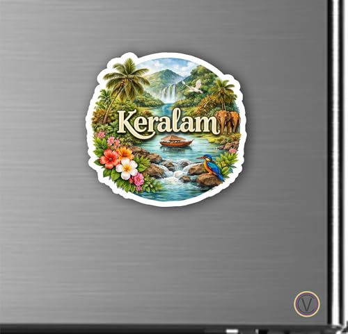 Image of Keralam Textured Finish Acrylic Fridge Magnet - UV Texture Printed, Stylish Multicolor Magnet for Fridge, Wardrobe & Metal Surfaces, Pack of 1 (Keralam)
