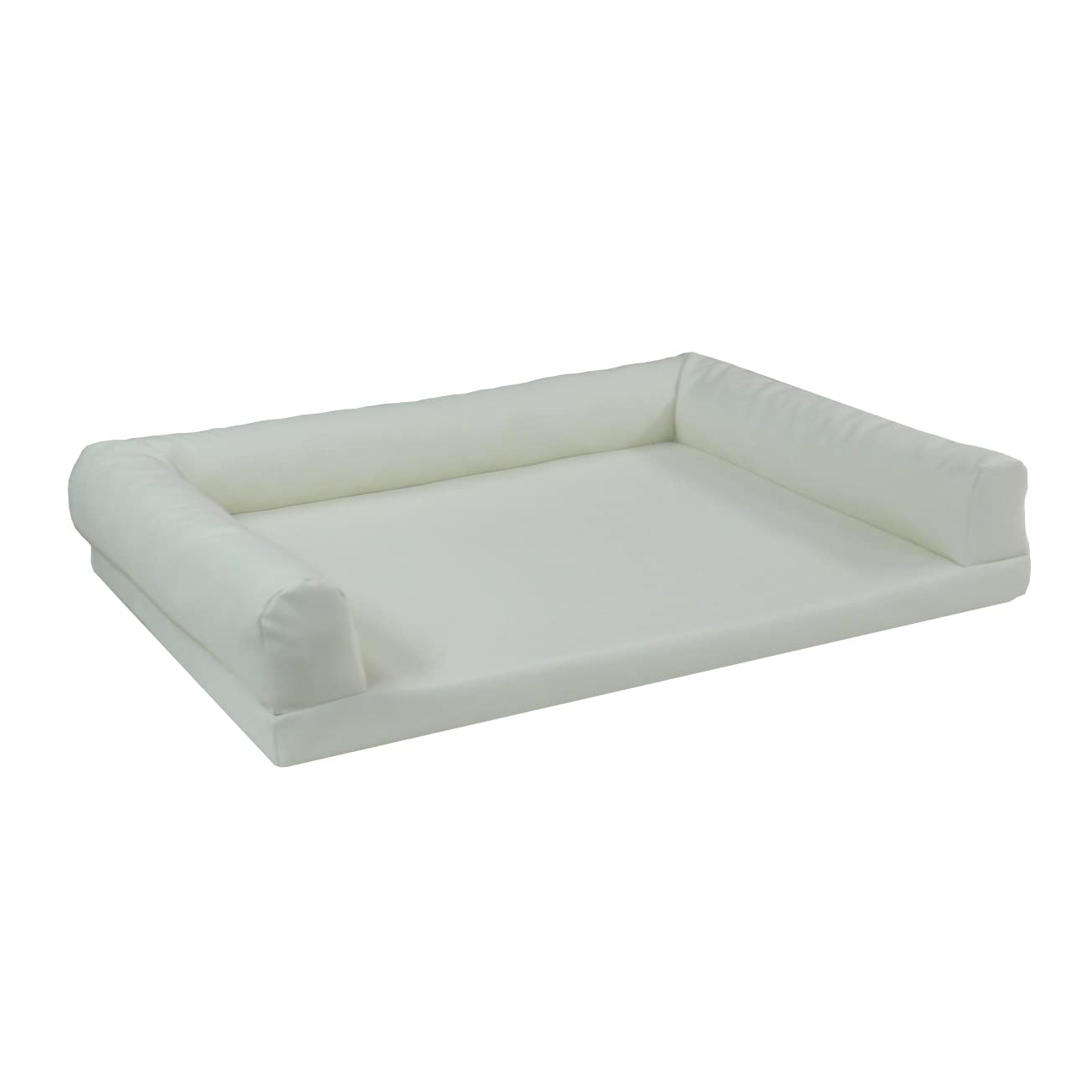 Juelle Cama Ortopédica para Perros de Cuero Sintético, Sofá para Perros con Colchón Ortopédico para Perros Grandes, Funda Extraíble, Lavable a Máquina - Lord XXL (130x95 cm, Blanco)