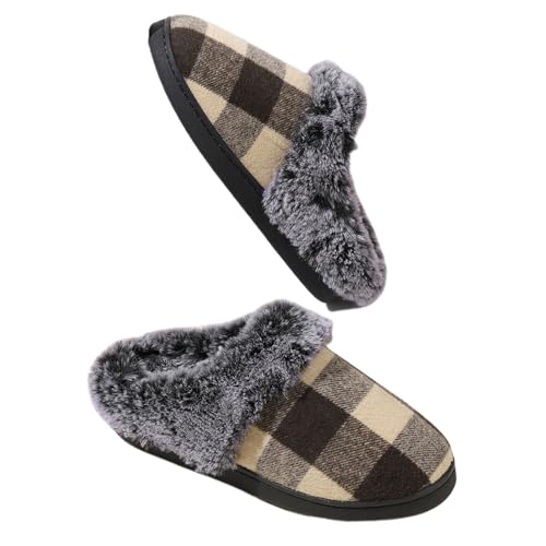 KAISUN Zapatillas de Estar por Casa Hombre Mujer, Acogedora Espuma de Memoria Pantuflas Antideslizantes Cálido Slippers Suave Cómodo Zapatos Interior(Beige,40-41 EU)