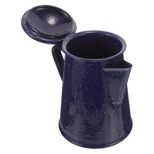 minkissy Hervidor de Agua Esmaltado 1.2 Litros Asa Azul Moteado, Tetera para Té y Café de Uso Doméstico, Accesorio para Cocina y Camping, Jarra Resistente para Hogar y Oficina