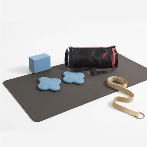 Image of Lifelong Yoga combo set of 6 For Men And Women I 4mm Yoga mat, 6ft Belt, Yoga block, 2 Knee Pad, gym bag
