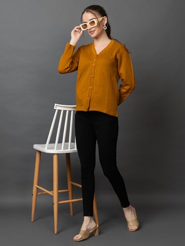 Image of Wear lusso Women Woolen V Neck Casual Wear Stylish Cardigan Sweaters for Winter with Side Pocket | Cozy and Warm Winter Sweater for Girls /Ladies