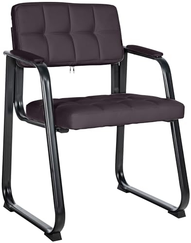CLP Chaise Visiteur Canada B - Assise et Dossier Rembourré avec Revêtement en Similicuir - Chaise de Cuisine avec Accoudoirs - Piétement en Méta,...