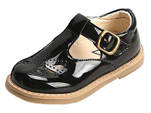 Girls’ Cute T-Strap Buckle Oxfords Shoes Princess Dress Mary Jane Flats Black Size 11M