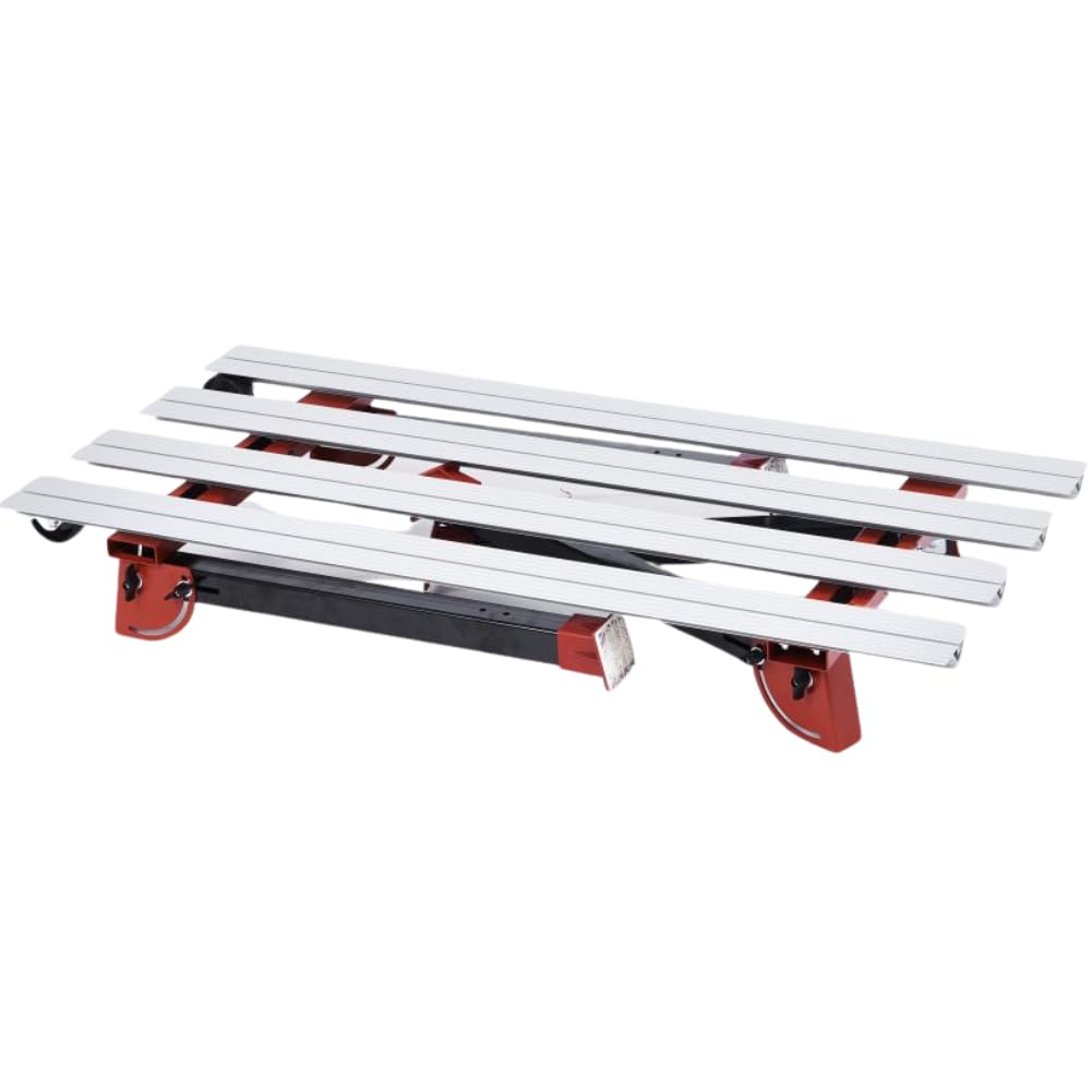 RAIMONDI Banco di Lavoro BIGFOOT M, Per Piastrelle Medio Grande Formato, Piano in Acciaio 135x63 cm, Altezza Regolabile 74-80 cm, Profili in Alluminio Scorrevoli, con Ruote e Maniglia