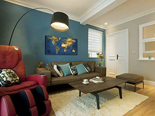 Acocifi World Map Wall Art Large Blue Canvas Old Map Of The World Picture Retro Prints Vintage Nautical Painting Artwork For Living Room Bedroom Study Room Home Office Large Wall Decor Framed 40"X20" #TOP4