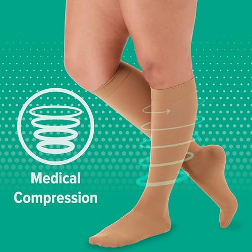 Image of Juzo Dynamic Varin, 3511 Knee-High 20-30 mmHg Closed Toe Compression Stocking with Silicone Top Band - Men & Women, Max Short, 4 (IV), Black