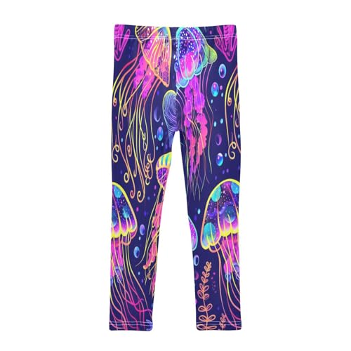 Bolaz Toddler Girls Leggings Printed Yoga Pants Leggings Purple Blue Jellyfish for Kids2