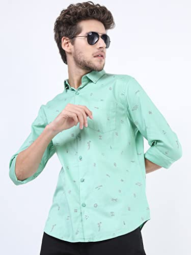 Image of Ketch Men Cotton Slim Fit Printed Full Sleeve Shirt