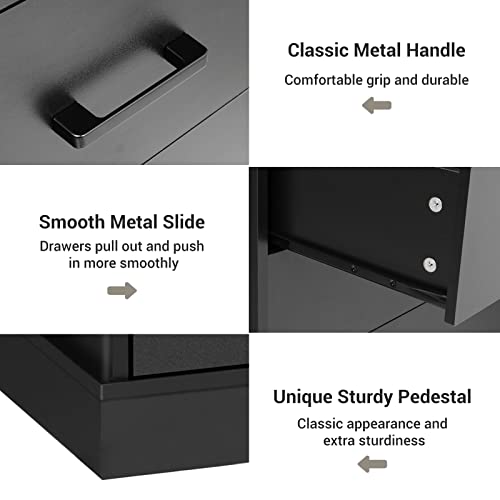 Ephex 7 Drawers Double Dresser For Bedroom, Tall Storage Tower Clothes Organizer, White Chest Of Drawers With Sturdy Pedestal, 47.3”L X 15.8”W X 27.9”H (Black) #TOP2