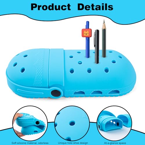 Image of elephtree Funny Shoes Shaped Silicone Pencil Holder for Teacher Appreciation Gifts Adult Pencil Storage Organizer Cute Desktop Pen case Creative Stationery Storage for Office Classroom Home (Bule)