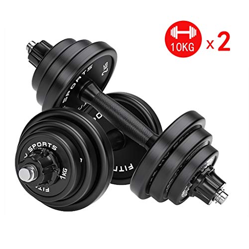 Summerone 20KG Dumbbells Pairs 3-44 lbs Adjustable Dumbbell Weight Set Barbell Lifting with 2...