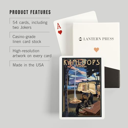 Lantern Press Kamloops Baraja de Poker Retro con Familia Oso miniatura 3
