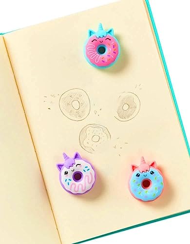 Image of AK Store (Pack of 4) 3D Cute Cartoon Shape Rubber Pencil Erasers, School Stationery for Kids, Boys Girls, Birthday Return Gifts (Unicorn Donuts)