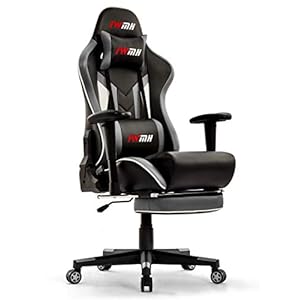 IntimaTe WM Heart chaise gaming 021 Gamingstoel, managersstoel, managersstoel van kunstleer, racing, met voetensteun, ergonomisch, draaistoel en bureaustoel,55 * 56.5 * 131.5cm, zwart/grijs