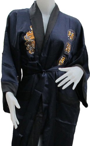 Authentic Thai Dragon Kimono- Reversible- Navy Blue Color #TOP7