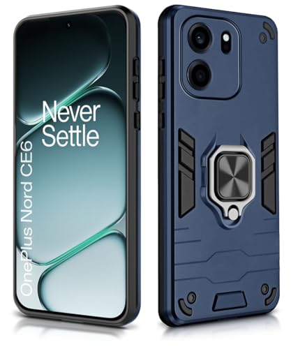 Image of WOW IMAGINE Shock Proof Back Case Mobile Cover for 1+ OnePlus Nord CE 6 5G | Back Cover Case (Tough Armor | Hybrid PC + TPU | Ring Holder & in-Built Kickstand | Blue)