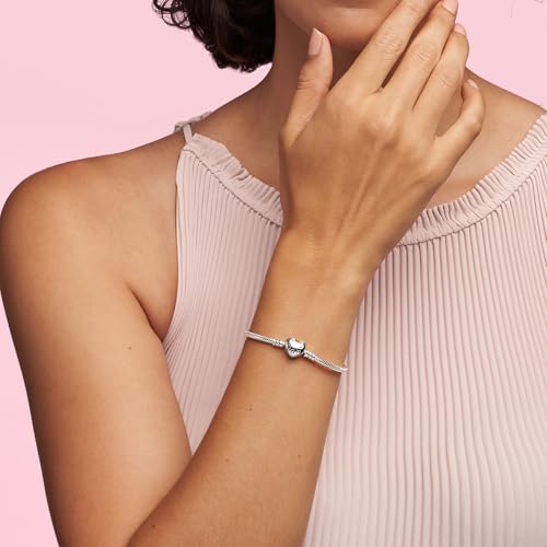 PANDORA Moments Heart Clasp Snake Chain Bracelet - Compatible Moments Charms - Gift for Her - Sterling Silver - With Gift Box3