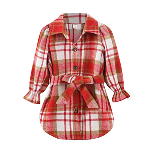 Flower for Flower Girl Fashion Kids Girls Boys Fleece Flannel Shirts Jacket Plaid Printed Long Tulle Dress Flower