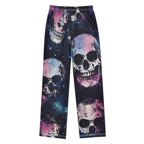 ZZXXB Galaxy Skull Boys Long Pants Soft Trousers Elastic Waist Kids Lounge Bottoms with Pockets S-XL2