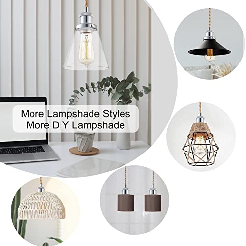 Image of Industrial Mini Pendant Light Kit, E26 Socket Pendant Hanging Light, Hemp Rope Vintage Hanging Pendant Light Cord, Adjustable Pendant Lights Ceiling Mount Kitchen Island Farmhouse