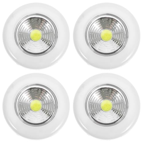 TOVINANNA 4 Pack Tap Light, Push Lights LED, 2W Puck Lights, Battery Operated, ABS Stick On Lights, IPX4 Touch Light, Round Emergency Light Wall Light for Closets, Under Cabinet, Pantry, Cool White