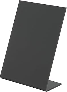SECURIT - Pizarra de Mesa en Forma de L A7 - Pizarra Porta Menú - Acrílico - Apilable - Café, Bar, Restaurante - 11,5 x 7,5 x 4,5 cm - Color Negro