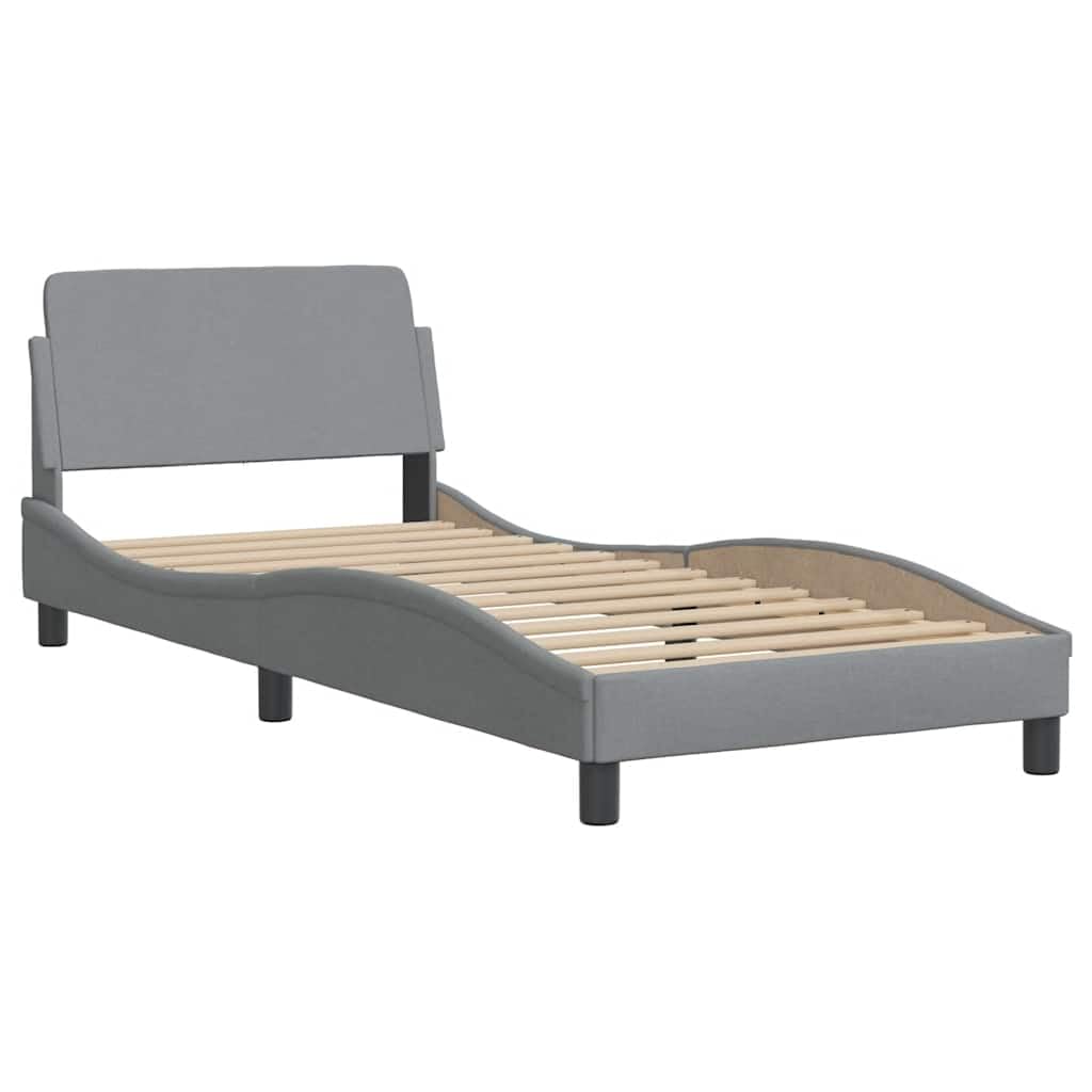 vidaXL Bed Frame Dover, Bed Base for Bedroom, Mattress Foundation for Single Bed, Bedstead, Light Grey 90x190 cm Single Fabric