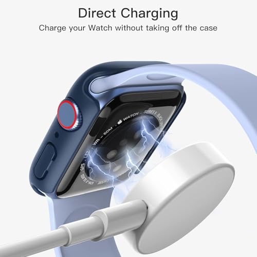 Image of Case with Screen Protector for Apple Watch SE 3 /2 /1 (2025 /2022 /2020) / Series 6 5 4 40mm, Overall Protective Cover, Built-in Tempered Glass Film High Sensitivity, 2 Pack (Blue)
