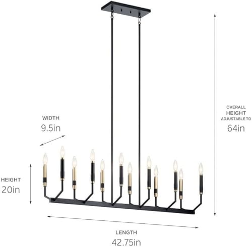Miniatura 2 de Kichler Lighting Armand - Lámpara de araña lineal de 42.75 pulgadas con 12 luces en acabado negro y bronce