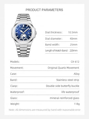 Image of Gosasa Fashion Men's Watches Date Business Watch Stainless Steel Luxury Style Luminous Quartz Waterproof Analog Display Male Wristwatch