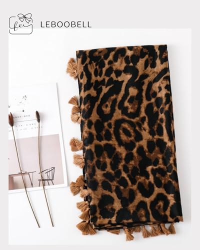 Womens Leopard Printed Scarf Lightweight Scarves Fall Winter Fashion Fringed Shawl3